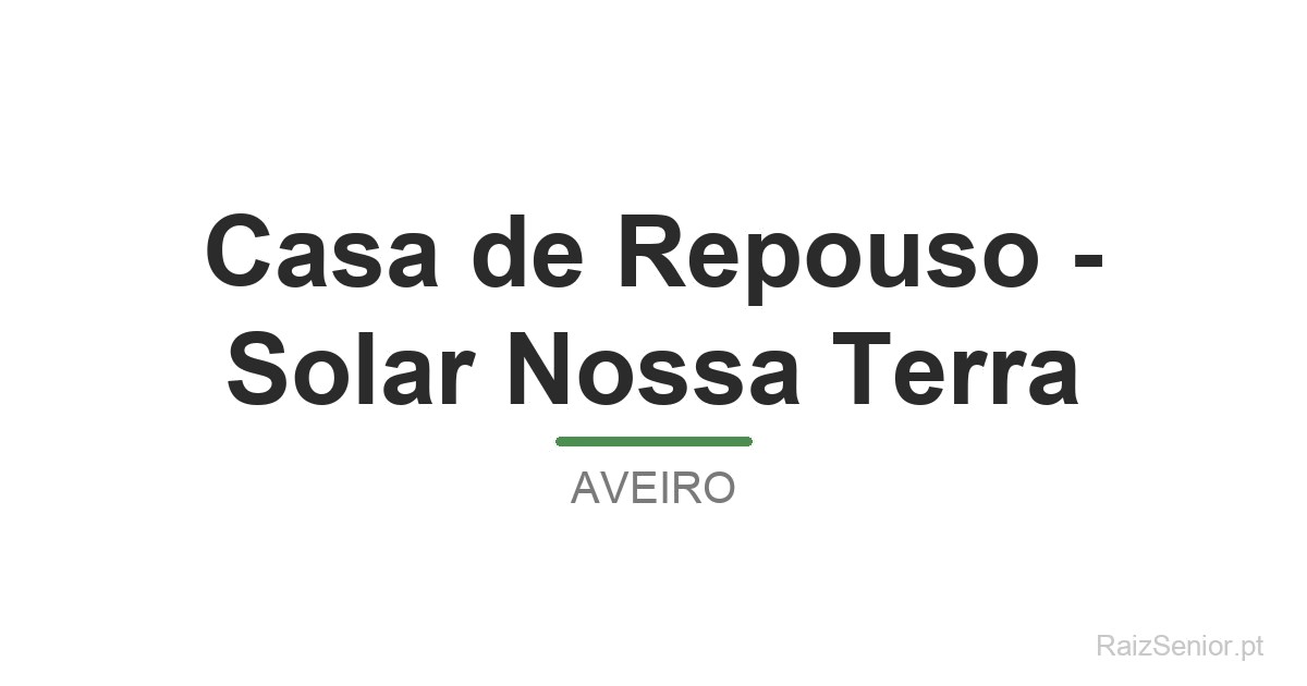 Casa de Repouso - Solar Nossa Terra